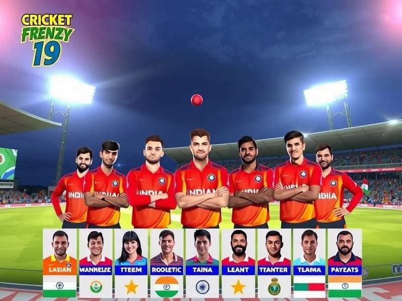 Cricket Frenzy 19 team selection screen showing Indian domestic and international teams with authentic player likenesses